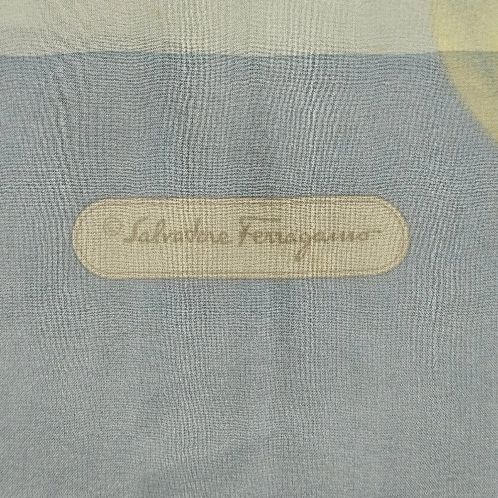 Salvatore Ferragamo Blue Floral Silk Scarf